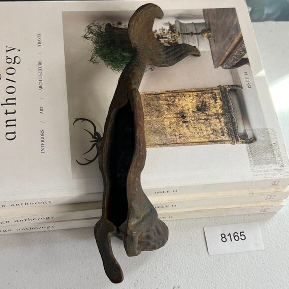 Cast Iron Mermaid Statue Siren Figurine Shelf Laying 9” Long Green Vintage - Picture 7 of 9